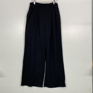 Halara Pants Womens M Tall Black Knit Wide Leg Elastic Waist Pull On Pockets